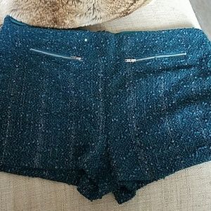 Juniors Dark teal sequin shorts